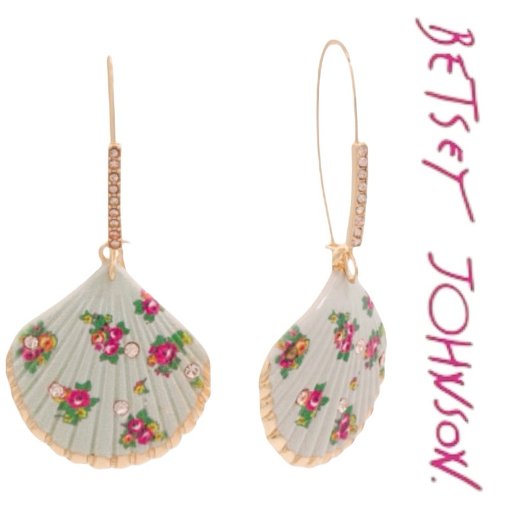 Betsey Johnson Floral Print Shell Earrings